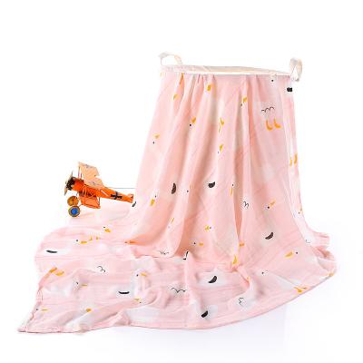 China Anti-Static Cute Flamingo Theme Large Soft Breathable Muslin Wrap Newborn Baby Blanket for sale