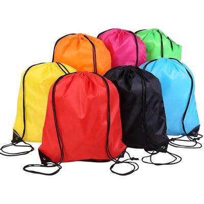 China Unisex Eco-Friendly Reusable Gym Sport Bag Easy Carry Customized Nylon Double Drawstring Fabric Shoulder Bag Travel Backpack for sale