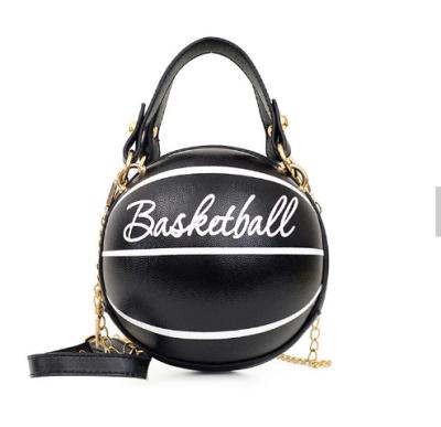 China Low MOQ Lady PU Basketball Handbags Cute Fashion Style Round Cross - Body Bags Design For Women Purses for sale