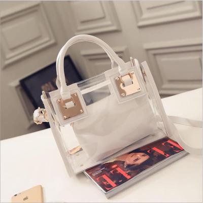 China Fashion New Arrival Large Capacity Laser Clear Two Piece Jelly Bag Wholesale Designer Purse Crossbody Bag For Women for sale