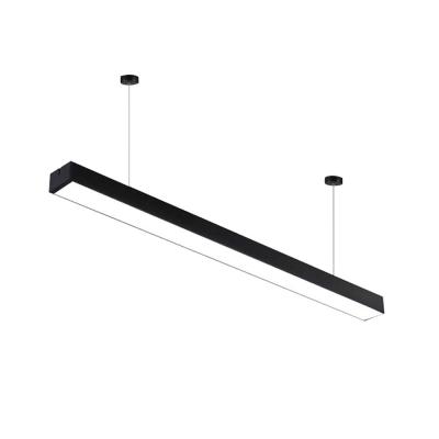 China Long LED 30w 40w 60w Black Linear Cool White 4ft Modern LED Desk Light 165-265V 6000K LED Pendent Light for sale