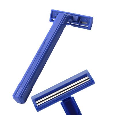 China Twin Handle 2 Blade Blade Plastic Stainless Steel Blade Disposable Shaving Razor for sale