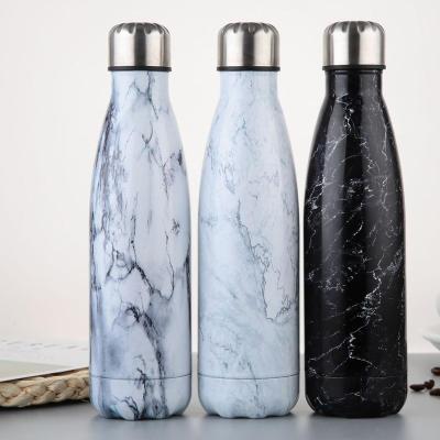 China 500ml Marble Texture Stainless Steel Wall Vacuum Stored Double Jug Insulated Water Bottles Coffee Kettle Travel Drinks Vacuum Flasks for sale