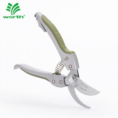 China 7 inch pruner luxury stainless steel pruner anti-slip handle garden hand bypass tree pole flower scissors for sale