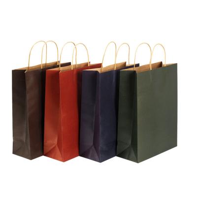 China Wholesale Recyclable Kraft Paper Handbag Clothing Store Recyclable Packaging Bags for sale