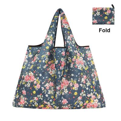 China Reusable Custom Eco Recycle Grocery Shopping Bag Nylon Collapsible Foldable Polyester Reusable Folding Shopping Bag for sale