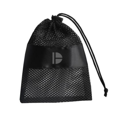 China Hot sale 2021 custom clothing shoes wholesale black durable drawstring nylon silk net packing bag for sale