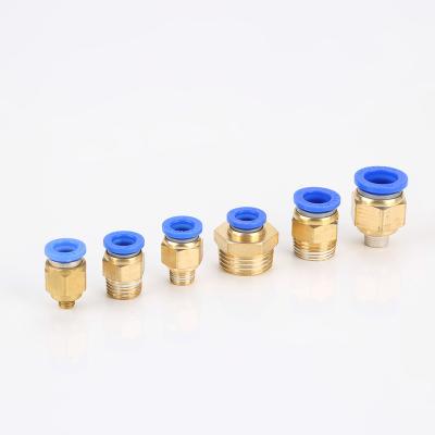 China PC8-02 Factory Male Thread 8mm Straight Pipe Connector Air Duct Push In Fittings Threaded Copper Tube Compression Fittings for sale