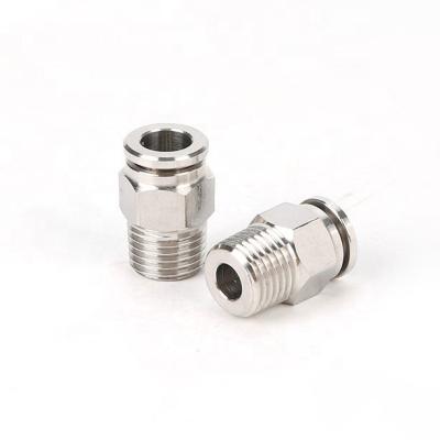 China Factory Push In Hose Connector Male Straight Stainless Quick Tube Flattening Fittings SPC 10-02 Pneumatic Connector Fitting for sale