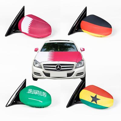 China Custom Top 32 Decoration Qatar World Cup National Car Mirror Cover Hood Decoration Flag 3 Pieces Set for sale