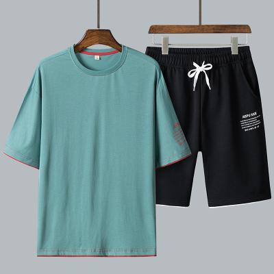 China QUICK DRY 2022 Men's Short Sleeve T-Shirt Shorts Two Pieces Summer Sets Brand Clothes Tender for sale