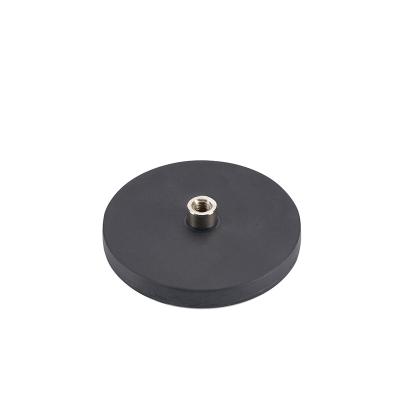 China Industrial Magnet Rubber Pot Magnet With Female Thread 66mm NdFeb Magnet For High Friction Glass Fragile Outdoor Large Longevity for sale