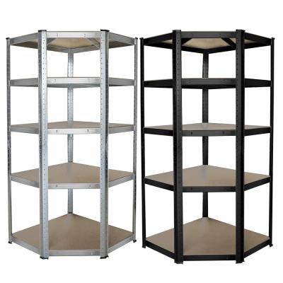 China Corrosion Protection Estantes Metalicos Storage Shelf Corner Organization 5 Tier Majestic Large Heavy Duty Industrial Metal Storage Stacking Racks for sale