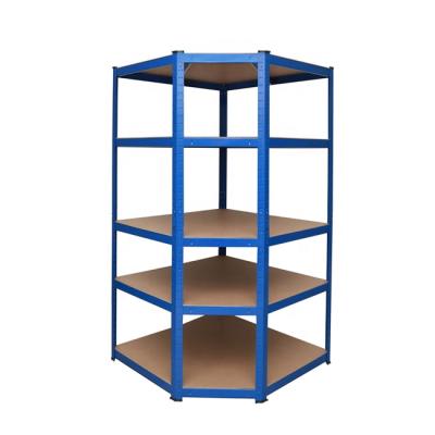 China Corrosion Protection 5 Tier Powder Coated Adjustable Metal Boltless Corner Shelf for sale