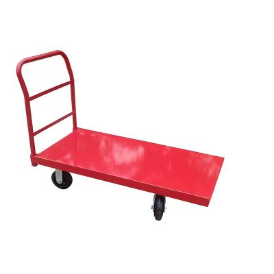 China Platform Red Color Hand Push Platform Trolley Trucks Carts In 500KG Capacity for sale