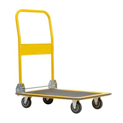 China 4 Platform Wheels Hand Truck Cart 150kg Capacity Silent Foldable Yellow Black Color TRP Wheels for sale