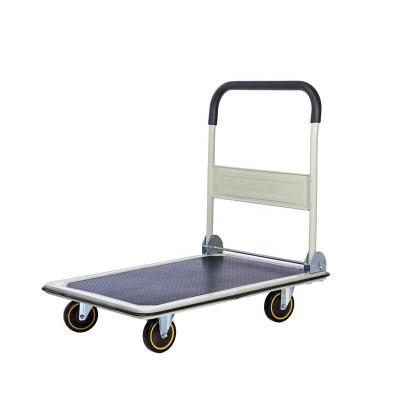 China 4 Wheels Deluxe Foldable Platform Hand Truck Trolley 300kg Capacity Comfortable Handle Included for sale