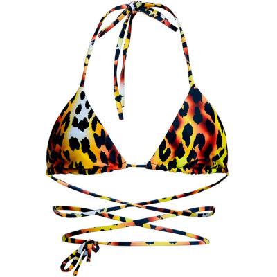 China Lady's Factory Direct Sale Women's Sexy Leopard Print Tie Bikini Swimsuit For Beach And Swimming for sale