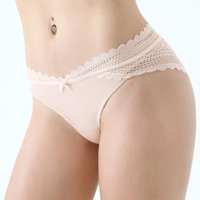 China New Plus Size Sexy Antibacterial High End Boutique Mazing Lace Back Cavity Cut Out Mid Rise Waist Briefs for sale