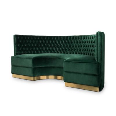 China Eco - Friendly Green Round Sofa Booths Tufted Belvet Restaurant Furniture Booth Seating for sale