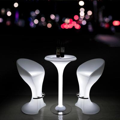 China Modern Outdoor Living Room LED Party Nightclub Bar Stools Plastic Bar Tables Furniture Cocktail Table for sale