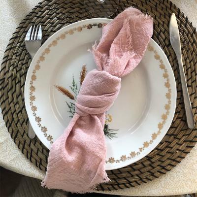 China Reusable Napkin 40x40cm Customized 100% Cotton Fabric Restaurant Dinner Wedding Gauze Kitchen Table Samples Wrinkle Napkins Cloth for sale