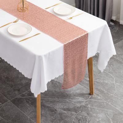 China Custom stripe luxury rose gold table runner for wedding banquet decoration 3mm sequin table runner wholesale for sale