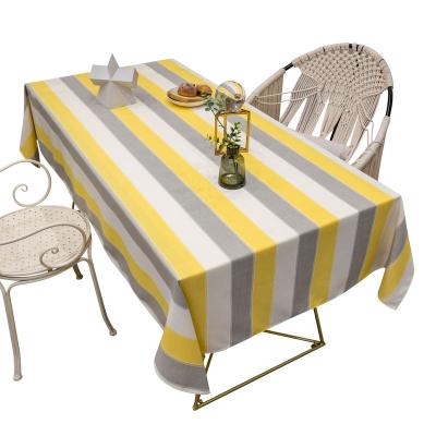 China Wholesale Luxury Yellow Oilproof Stripes Tablecloth Restaurant Table Cover Restaurant Home Hotel for sale