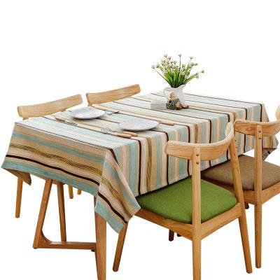 China Nordic Striped Hotel Wedding Restaurant Living Room Oilproof Home Textile Rectangular Table Cloth for sale