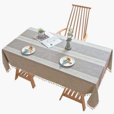 China Oilproof Japanese Style Tablecloth Wholesale Striped Rectangle Table Cover For Home Decor for sale