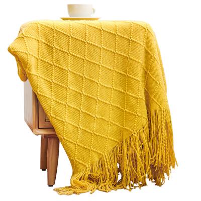 China Viable Custom Wholesale Nordic Knit Woven Blanket Sofa Tassel Blanket Soft Cozy Blanket For Summer for sale