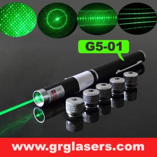 China 5 in 1 Green Laser Pointer Pen 1mW Star Effect Caps 5 Laserheads Lazer Light Made In China for sale