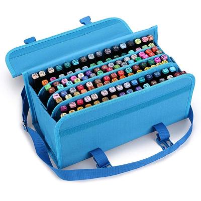 China New Durable Lipstick & Sketch Markers Organizer-Canvas Primascolor Marker Pen Holder Handle 120 Slots Marker Carrying Bag for sale