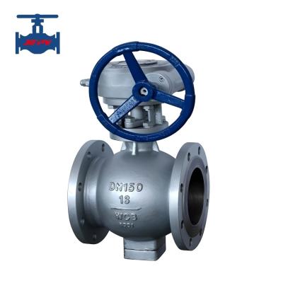 China Worm Gear Driven Flange End Ball Valve Stainless Steel V Shaped With Precise Control for sale