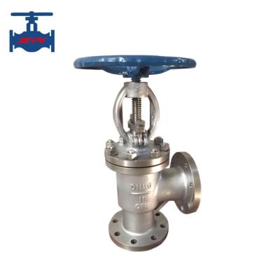 China Cast Steel Stainless Steel Angle Type Globe Valve For Water Steam And Oil Use for sale