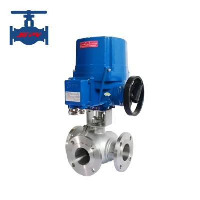 China Water Steam And Oil Applicable Electric Three-Way Ball Valve T Type And L Type for sale