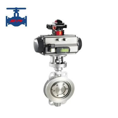 China Pneumatic Actuator Driven Cast Steel Stainless Steel Wafer Type Triple Eccentric Butterfly Valve for sale