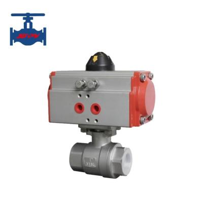 China Stainless Steel CF8 CF8M Pneumatic Valve 2PC Screw Type Ball Valve for sale