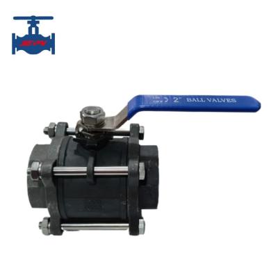 China 1000WOG Cast Steel WCB NPT BSP Female Threaded Ball Valve 3 Piece Type for sale