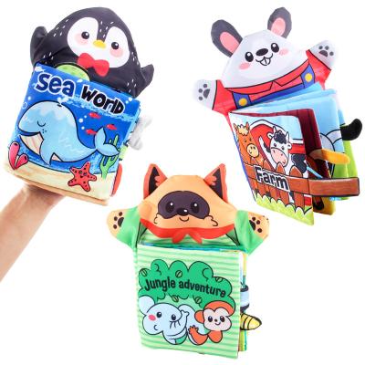 China Washable 3D Baby Cloth Book About Animal Early Education Learning Educational Hand Puppet Book Toys for sale