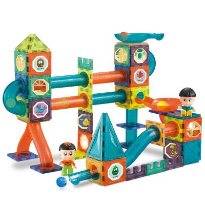 China 132pcs Eco-friendly Material Magnetic Building Blocks Marble Run Colorful Window Tiles Intelligent Toy For Kids for sale