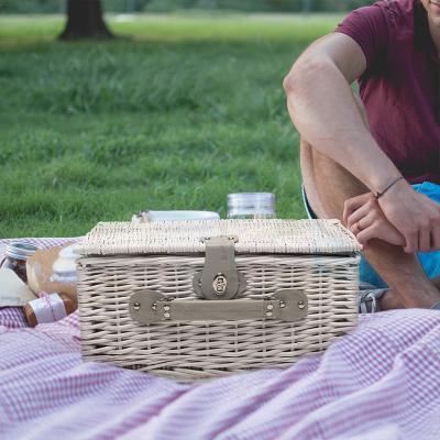 China Sustainable Wholesale Picnic Basket With Leather Strap And Lid Fancy Wooden Picnic Baskets for sale