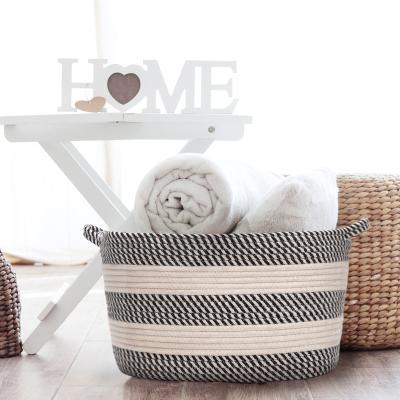 China Best Viable Selling Large Storage Cloth Basket Cotton Rope Basket Cotton Rope Basket With Handles for sale