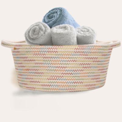 China New Arrival Sustainable Fabric Basket Cotton Rope Basket Three-Piece Basket For Baby for sale