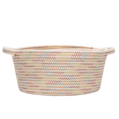 China High Quality Viable Basket Colorful Cotton Woven Rope Organizer Storage Cloth Basket for sale