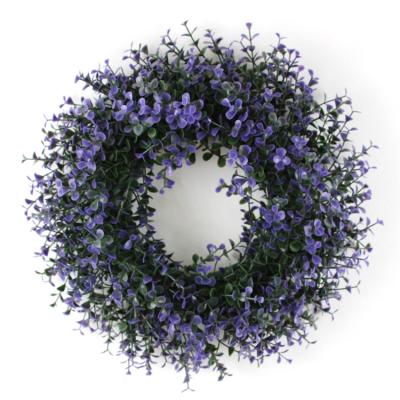 China Festival performance decoration most popular 33cm purple silver leaves door wreath wedding garland artificial garland for sale