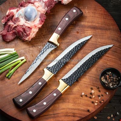 China Stocked High Quality OEM Handmade Kitchen Boning Knife Meat Cleaver Butcher Forged Cooking Cutting Knives With Sheath for sale