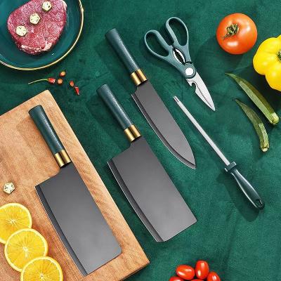 China OEM Stocked Custom Kitchen Knife Set PP Handle Stainless Steel Chef Knife With Knife Cooking Clip Holder for sale