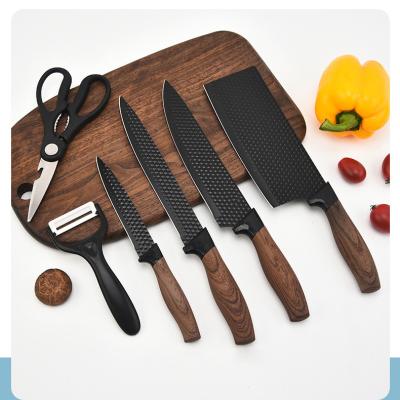 China Stocked High Quality OEM Wave Pattern Steel Kitchen Knife Set Steel 3CR13 Sharp And Durable Chef Set Knife for sale