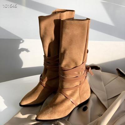 China Latest Fashion Trend Ladies Brown High Quality Ankle Boots For Women Comfortable High Heel Ankle Boots for sale